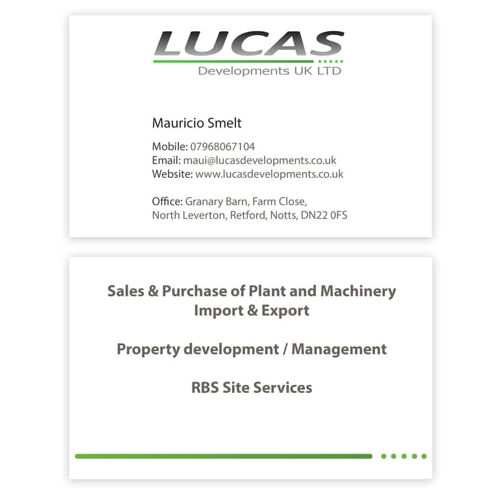 Lucas Developments Business Cards