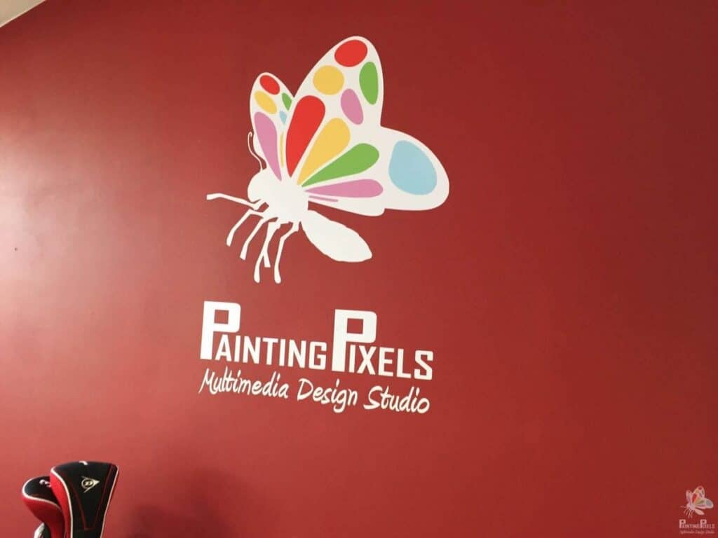 Painting Pixels Wall Logo Close Up