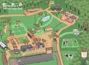 Illustrated map graphic design 2d layout jimmys farm vector illustration