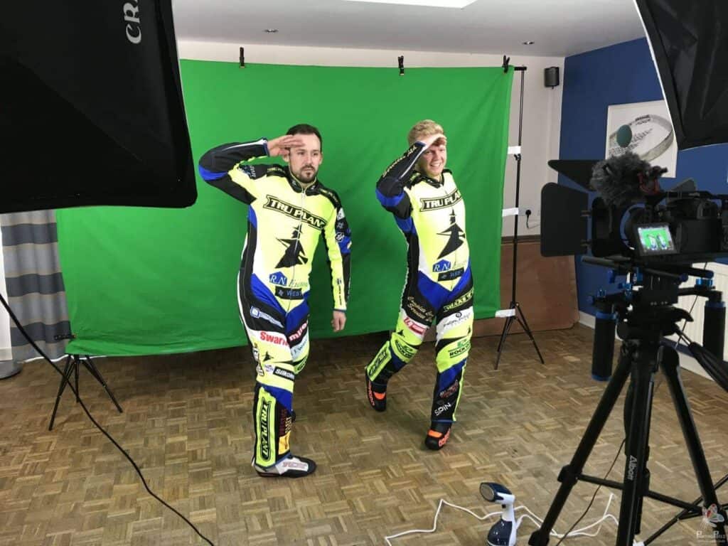 Ipswich Witches Speedway Club filming day green screen video production painting pixels suffolk recoding filming -2