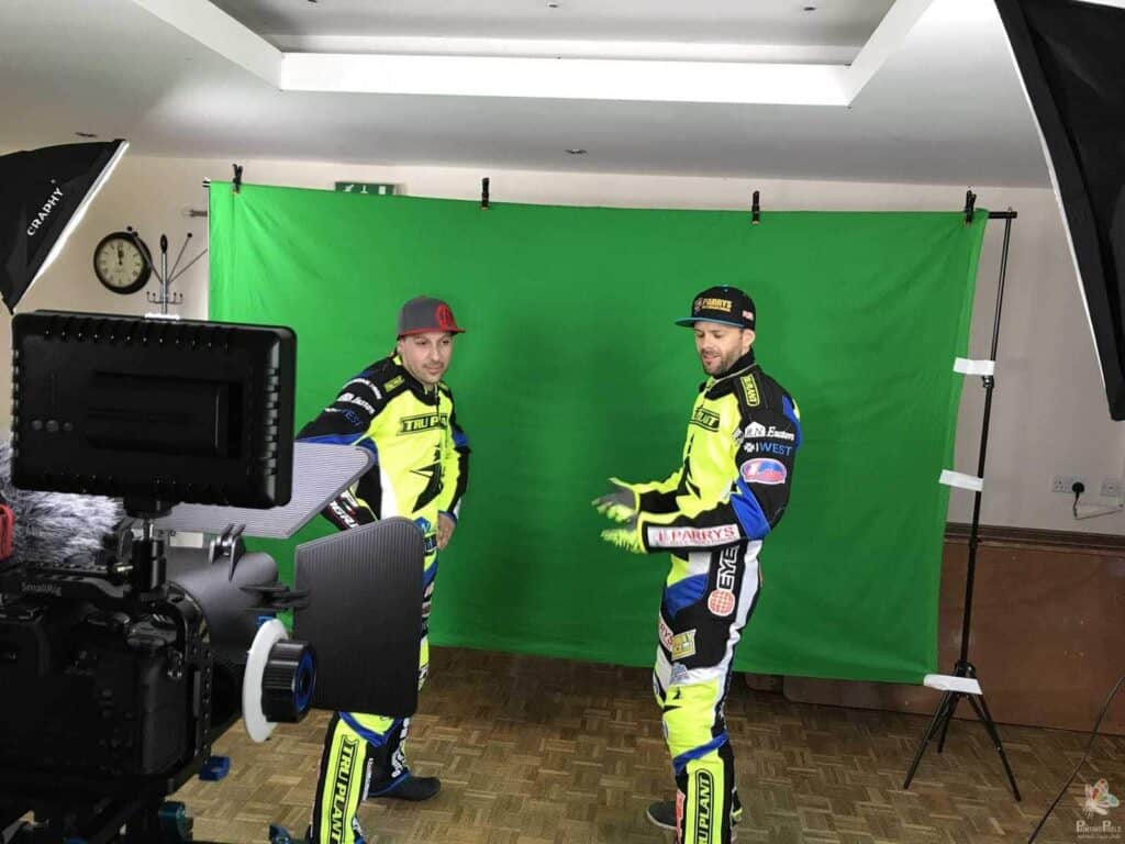 Ipswich Witches Speedway Club filming day green screen video production painting pixels suffolk recoding filming -5